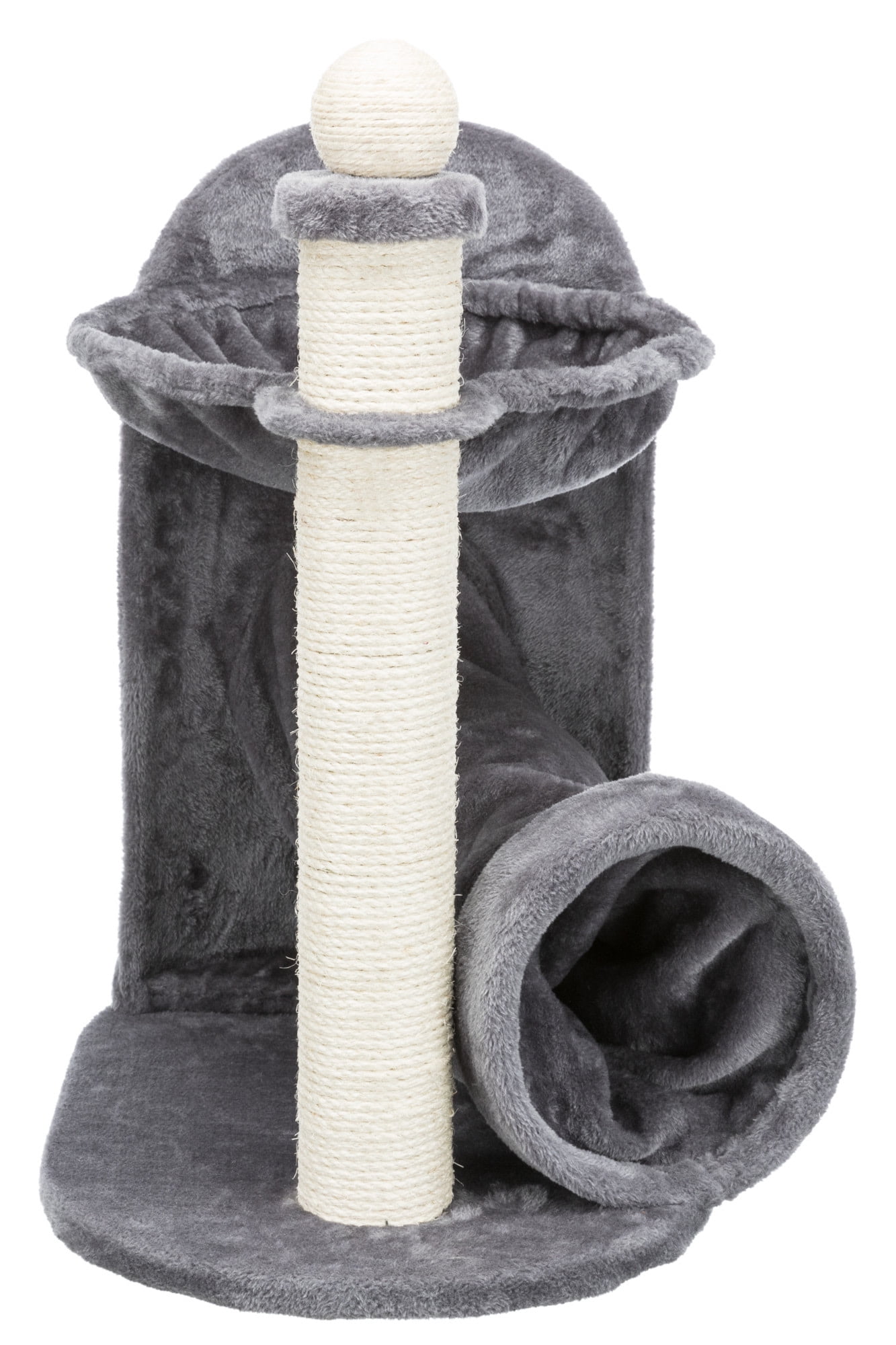TRIXIE Baza Gandia Jute & Plush 2-Level 26.8" Cat Tree with Scratching Post & Hammock, Gray