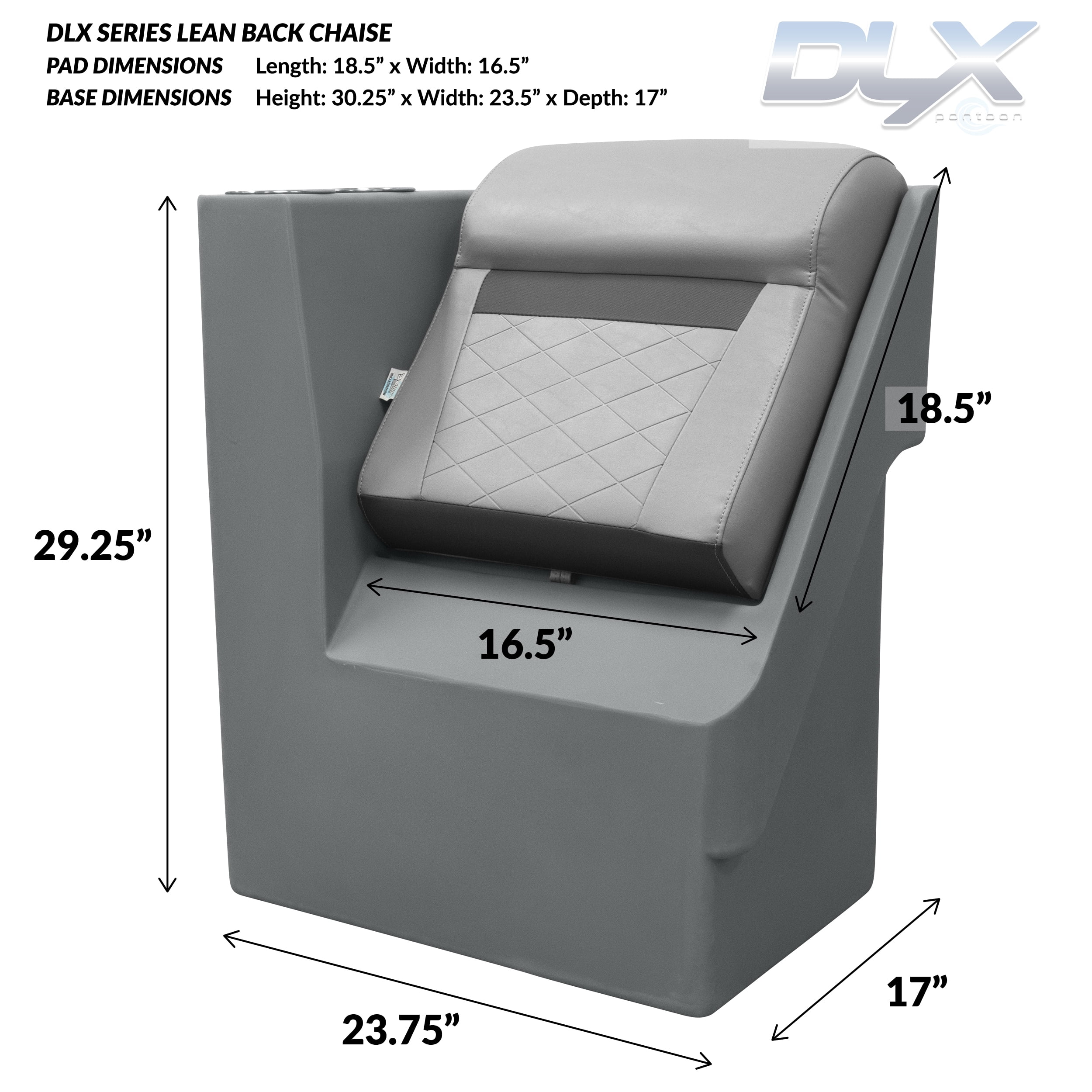 Wise DLX1305L-1905 DLX Series Pontoon Left Radius Lean Back Recliner - Marble / Reef Stone