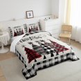 thumbnail image 3 of Manfei Graffiti Xmas Tree Bedding Comforter Set,Merry Christmas Twin Comforter Sets,Red Gray Black Bedding Set For Girl Kids,Ultra Soft Home Decor,2pcs, 3 of 8