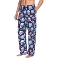 thumbnail image 3 of Mens Pajama Pants - Soft Sleep & Lounge Pants for Men, flower Skull in starry sky Cuteness Casual PJ Bottoms Pants with Pockets, 3 of 5