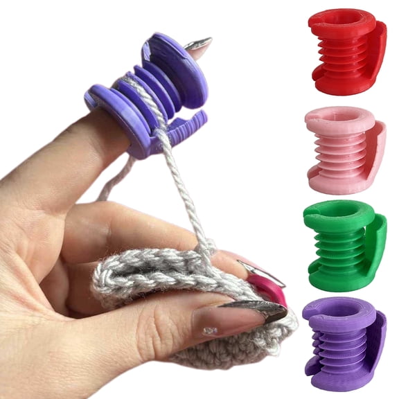 Dserhfy Finger Crochet Guide 3D Printed Yarn Guide Finger Holder Plastic Thread Guide Crochet Helper for Crocheters Knitters