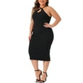 thumbnail image 2 of DARING DIVA Plus Size Sweater Twist Front Halter Neck Midi Dress 4X Black, 2 of 6