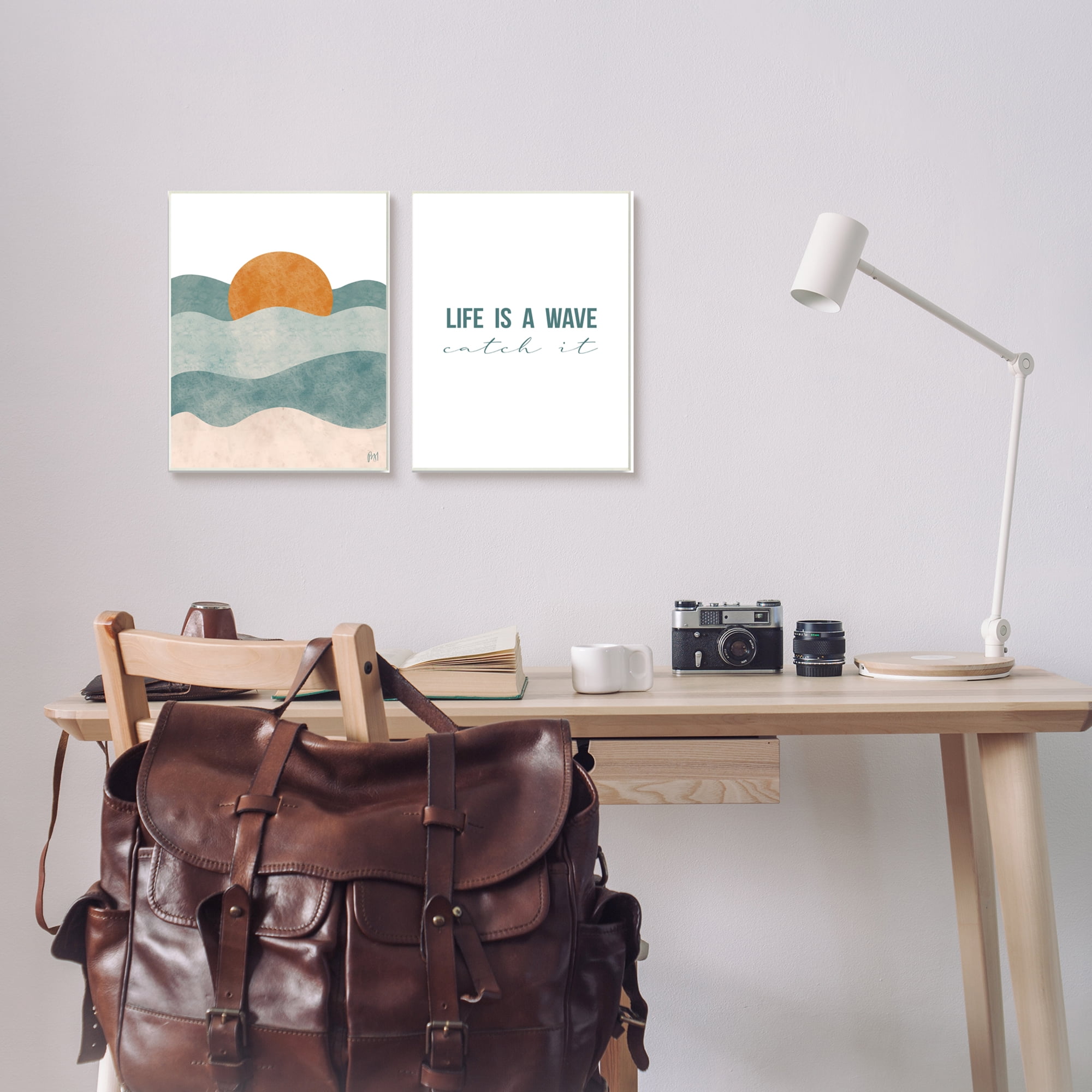 Stupell Indtries Life's A Wave Phrase Abstract Summer Sunrise Beach,10 x 15,Design by Birch&Ink