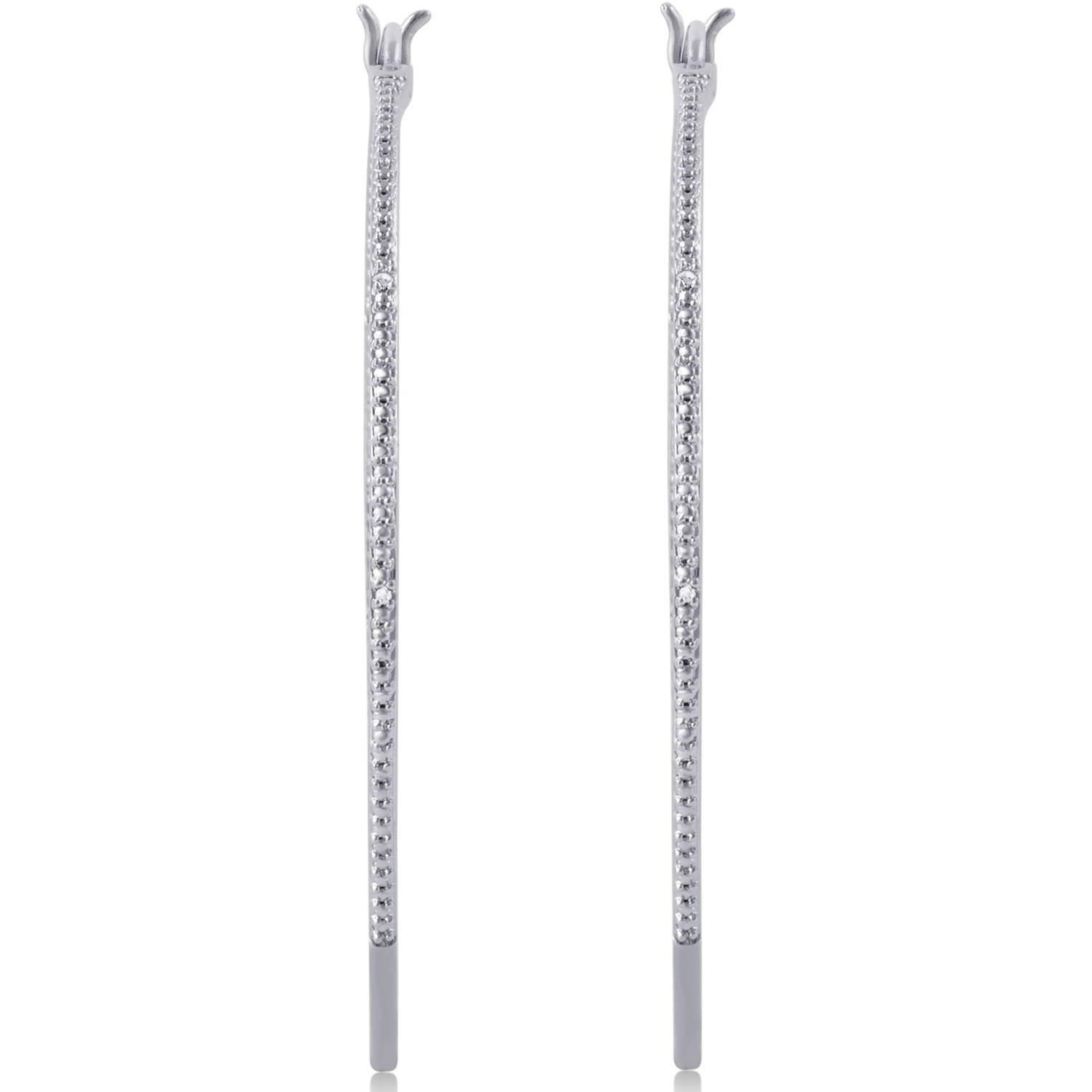 Diamond Accent Silver Tone Hoop Earring.