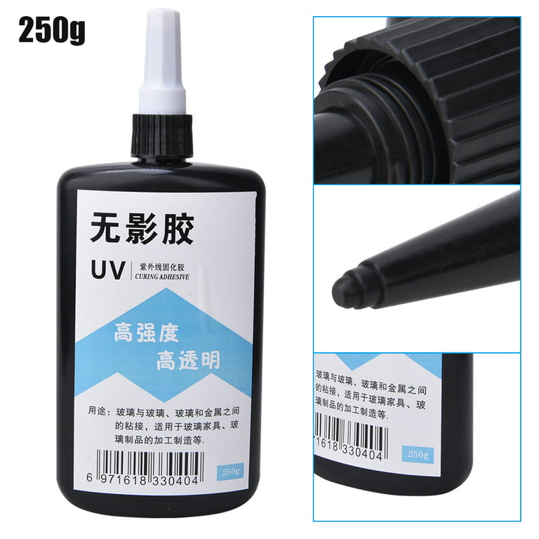 Clear UV Glue High Strength Adhesive Ultraviolet Cure for Glass Coffee Table Crystal Acrylic(250g)