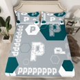 thumbnail image 2 of Homewish Personalized Initial Alphabet P 4 Pieces Queen Sheet Sets For Children Teens Adults,Letter Monogrammed Ultra Soft Flat Sheet,Abstract Retro Hexagon Queen Fitted Sheet, 2 of 7