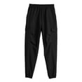 thumbnail image 1 of Ceisia Men Solid Color Fleece Multi Pocket Work Pants Loose Drawstring Gift Elastic Cuff Trousers, 1 of 4