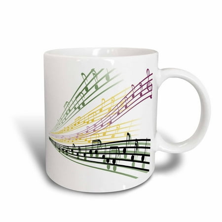 Design 24 Ounce Teapot - 3dRose Colorful Musical Notes Musician Music Lover Design, Ceramic Mug, 15-ounce