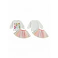 thumbnail image 2 of BemeyourBBs Toddler Baby Girl Birthday Dress Outfit 1 2 3 4 Years Old Birthday Tutu Skirt Set Letter Embroidery Long Sleeve Sweatshirt and Tulle Skirt Set Cute Kids Spring Fall Winter Clothes, 2 of 9