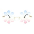 thumbnail image 2 of Hippie Tie Dye Daisy Rimless Round Groovy Sunglasses Gold - Blue Pink, 2 of 4