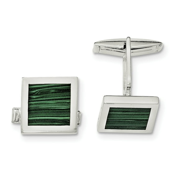 Beautiful Sterling Silver Malachite Cuff Links