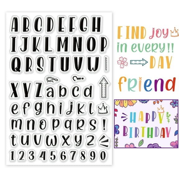 1 Sheet Alphabets Letters Numbers Clear Stamps Transparent Silicone Stamps Decoration Stamp for DIY Scrapbooking Photo Album Decorative Cards Making Hand Account Making Decoration