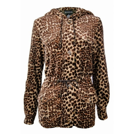 Sutton Studio - Women's Fleece Leopard Anorak Jacket Petites - Walmart.com