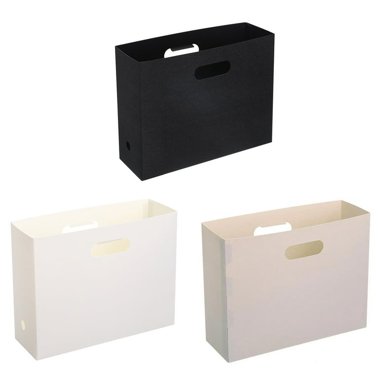 Document Storage Box Folding Large Capacity File Storage Vertical Desk  Office Desktop Sundries Organizer for School,White