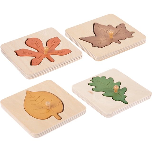 4pcs Montessori Puzzle Leaves Matching Puzzle Toy Shape Cognitive Toy Educational Toy