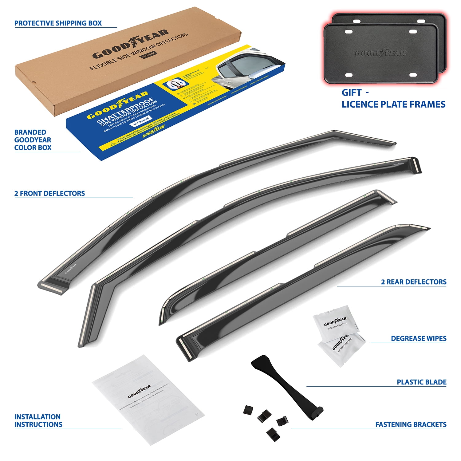Goodyear Shatterproof In-Channel Window Deflectors for Dodge Durango 2011-2026, Rain Guards, Window Visors for Cars, Vent Deflector, Car Accessories, 4 pcs - GY008116