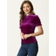 thumbnail image 4 of Blusa de terciopelo Allegra K con cuello de volantes para mujer Púrpura XL, 4 of 5