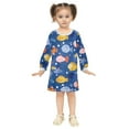 thumbnail image 2 of Girls' long-sleeved dress Marine Fish Girls' A-line dress with ribbed cuffs Soft and comfortable, 2 of 6