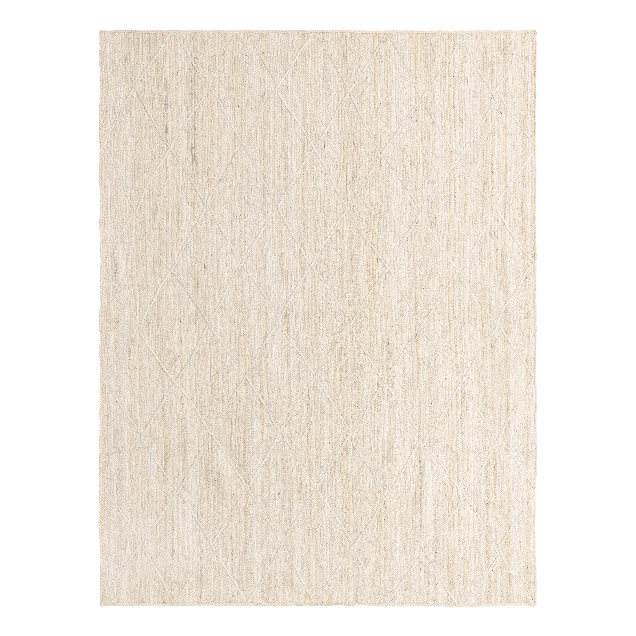 Unique Loom Braided Jute Collection Area Rug - Trellis (8' x 11' Rectangle Ivory)