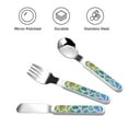 thumbnail image 3 of Cauagu Rainbow Glitter Print 3-Pieces Toddler Cutlery Set , Kids Silverware Set with Spoons Forks & Knife Stainless Steel Utensils for Kids Dishwasher Safe, 3 of 8