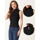 thumbnail image 2 of Camiseta sin mangas con cuello simulado para mujer, cuello alto, sin mangas, acanalado, top de punto Negro L, 2 of 6