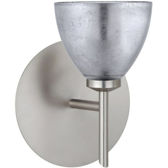1SW-1758SF-LED-SN Besa Lighting Divi-One Light Mini Wall Sconce-5 Inches Wide by 5.88 Inches High-Satin Nickel Finish-Silver Foil Glass Color-LED
