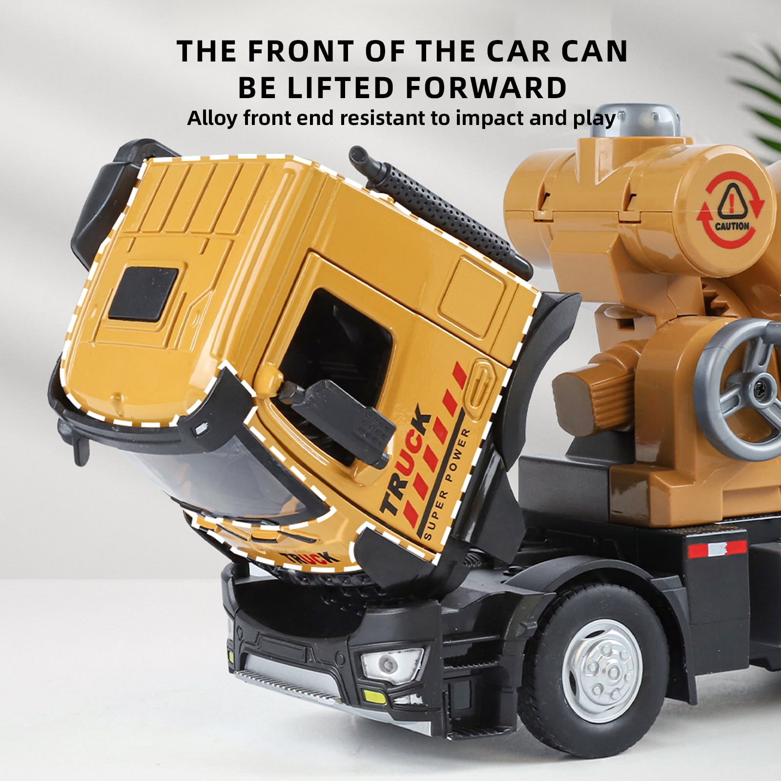 Anmyjuly Large Engineering mixer truck toy with Steering Wheels, Opening Doors, Shock Absorption Tires, and Sound Effects - cement mixer toy
