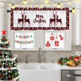 thumbnail image 2 of Christmas Window Curtain Valance for Kitchen Windows/Bathroom/Living Room/Bedroom Privacy Decorative Rod Pocket Short Window Valance Curtain, 52" W x 18" L, Red Black Checked Deer Elk with Snowflakes, 2 of 5