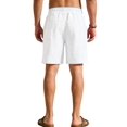 thumbnail image 3 of Men's Cotton Linen Drawstring Elastic Waist Knee Length Shorts Bleached White L, 3 of 10