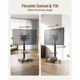 thumbnail image 3 of Steel Base Rolling TV Stand for 32-75 inch TVs up to 110 lbs, Leveling & Tilt & Swivel Mobile TV Stand with Hidden Wire Management, Height Adjustable Portable Tv Stand with Steel Shelf, Black, 3 of 18