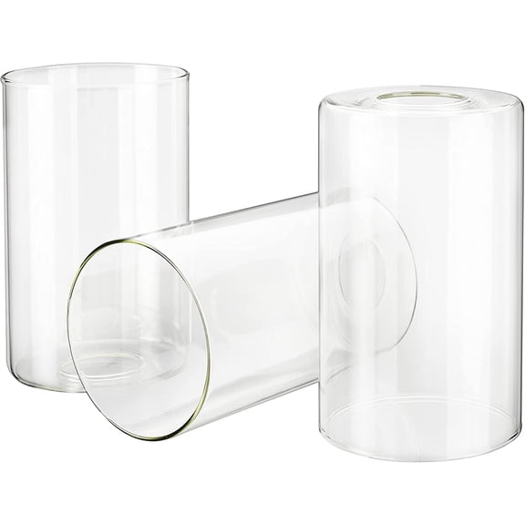 Aspen Creative 23611-03,Clear Cylinder Glass Shade. 4"Dia x 6-1/2"H / Center Hole:42mm.Set of 3.