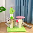 thumbnail image 2 of Cat Scratching Post, Sisal Cactus Cat Scratcher with 3 Different Height Poles and Hanging Ball Cat Interactive Toy Gift for Cats, 2 of 6