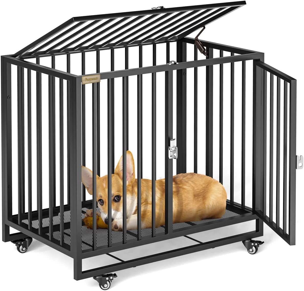 Furpezoo Dog Crate, Heavy Duty Strong Steel Dog Cage, Medium Dog Kennel