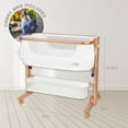 thumbnail image 3 of KoolerThings Baby Bassinet, Bedside Sleeper for Baby, Easy Folding Portable Crib with Storage Basket for Newborn, Bedside Bassinet, Comfy Mattress/Travel Bag Included (White and Gold) C21, 3 of 7