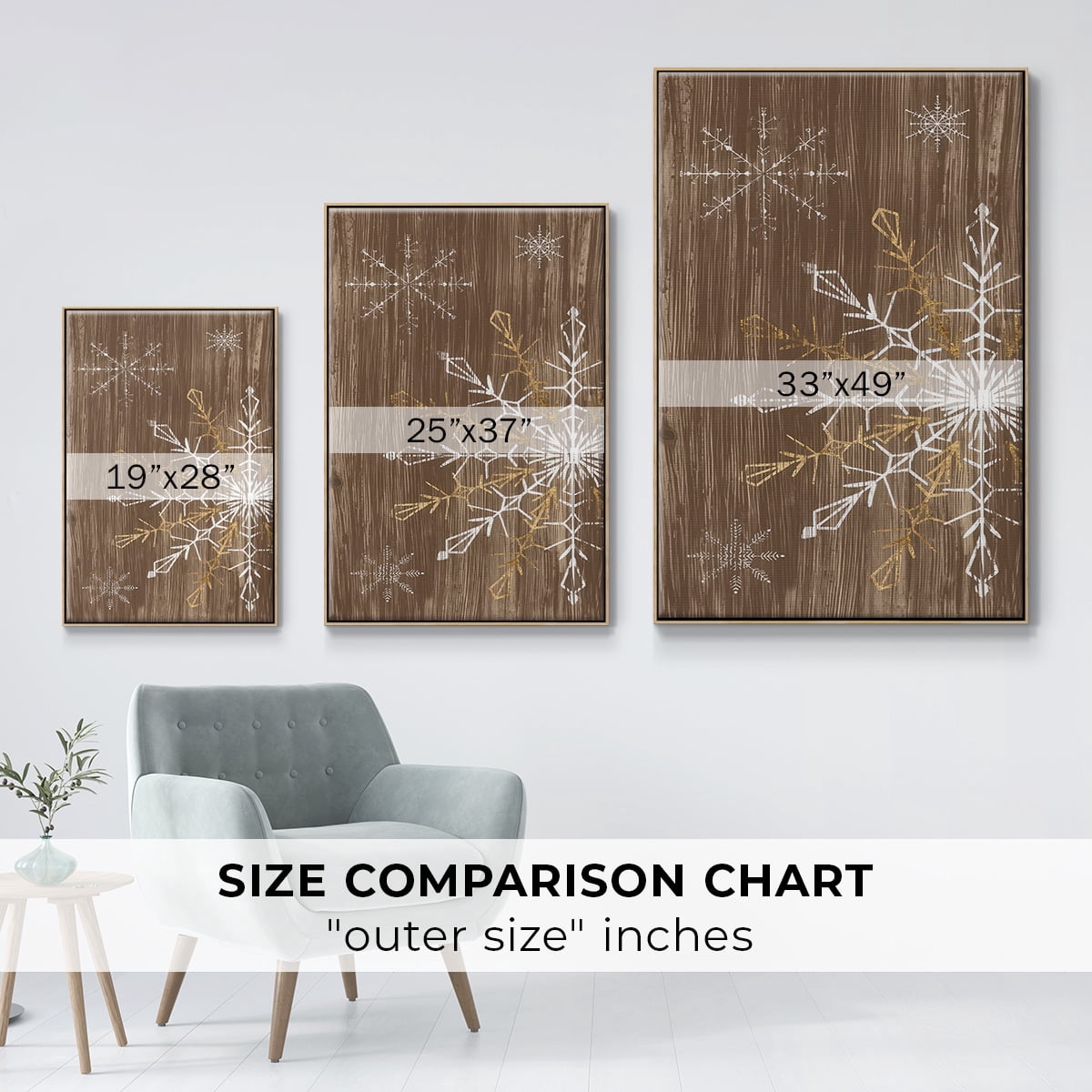 Barnwood Wonderland Collection B - Framed Gallery Wrapped Holiday Canvas - 17 x 25 - Natural Wood Frame