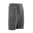 thumbnail image 4 of 9 Crowns Men's Casual Zipper Pockets French Terry Gym Shorts (Grey, Small), 4 of 5