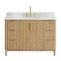 Sierra 48" Wood Vanity in Washed Light Brown Engineered Stone Top no Mirror