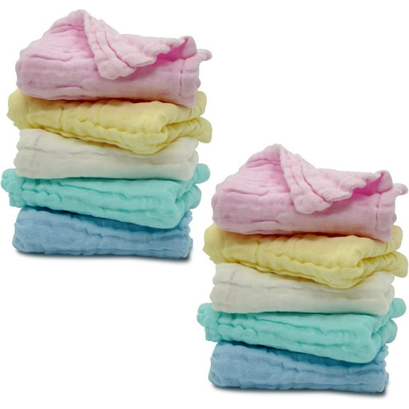 Casewin Baby Wash Cloth Baby Towels and Washcloths 10 Pack Muslin Baby Washcloths Super Soft Newborn Bath Face Towels Cotton Reusable Wipes Baby Wash Cloth