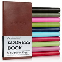 Gallery Leather Small Address Book with Alphabetical Tabs up to 403 records, Leather Notebook Hardcover, Telephone and Address Books - 6x3.25", Pocket Address, Acadia Tan