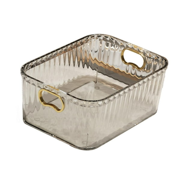 Organizador de joyas con asas integradas, cesta de almacenamiento de acrílico de 23,3 x 15,7 x 8,8 cm Claro