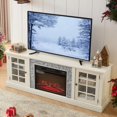 thumbnail image 4 of UHOMEPRO Fireplace TV Stand for TVs up to 80", White Large Entertainment Center with 23" Electric Fireplace for Living Room, 70" Modern TV Stand with 2-Door Storage, 4 of 12