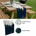 thumbnail image 5 of Blue White Table Runner - 108 Inch Long, Kitchen Dining Table Runner Dresser Scarves, Gold Graffiti Painting Art Retro Country Farmhouse Decor for Coffee Tables Wedding Party Banquet, 5 of 8