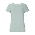 thumbnail image 4 of Lovskoo Womens Slim Fit Tees Solid Color Basic T Shirts Summer Outfits 2025 Scoop Neck Short Sleeve Tops Y2K Clothing Gray, 4 of 6
