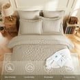 thumbnail image 6 of DHOLE Twin Comforter Set 5 Pieces – Seersucker Textured Waffle Weave Bed in a Bag, All-Season Lightweight Microfiber Bedding Sets with Sheets & Pillow Shams, Farmhouse Vintage Decor – Beige, 6 of 11