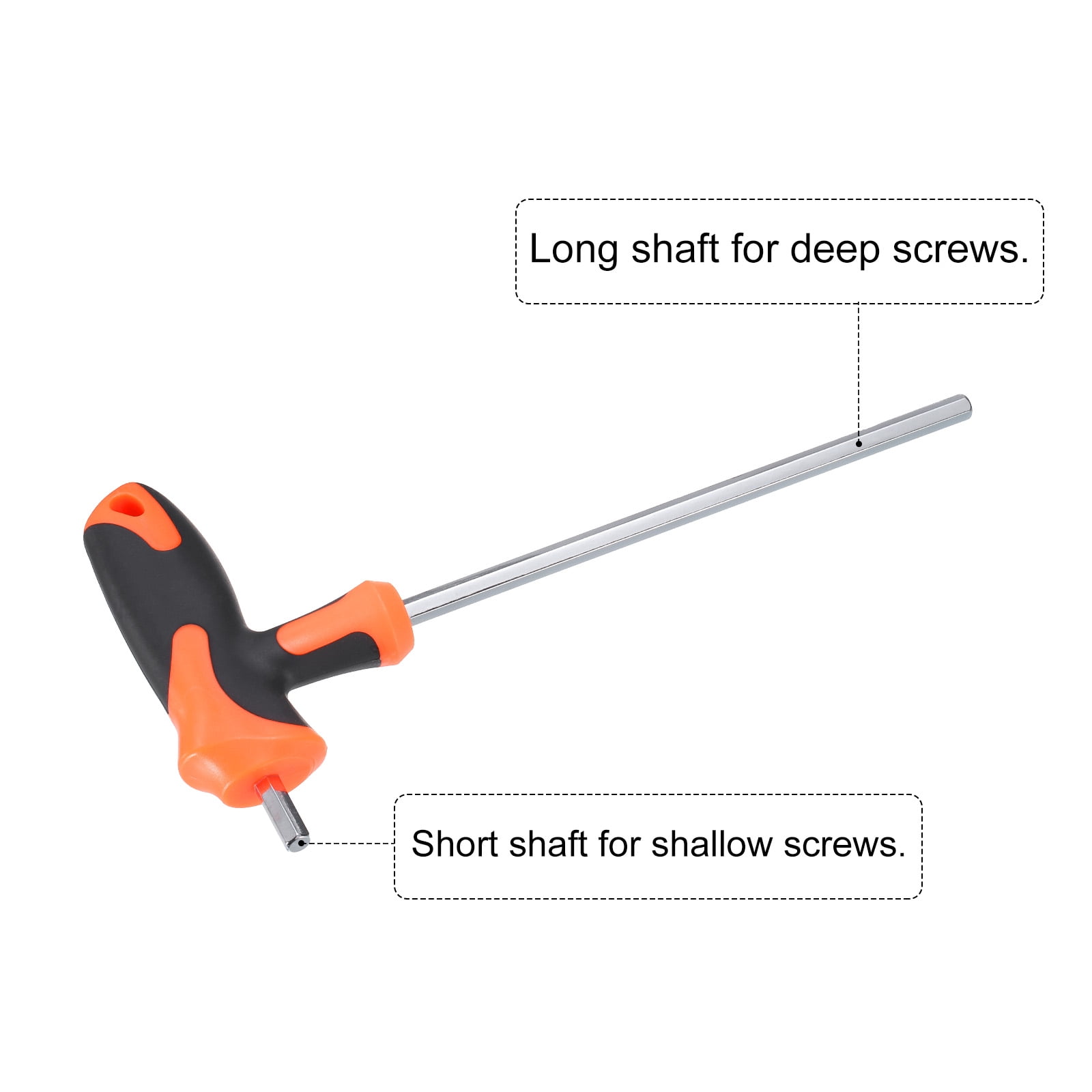 Uxcell 2pcs T-Handle Hex Key Wrench 6mm Metric S2 Steel T-Key Inner Hexagon Wrenches Spanner Repair Tool