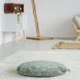 thumbnail image 3 of Floral Round Floor Cushion with Handle, Abstract Pastel Doodle Style Burgeoning Flowers and Spots Art Repetition, Pillow for Living Room & Dorms, 18" Round, Pale Teal and Cream, by Ambesonne, 3 of 4