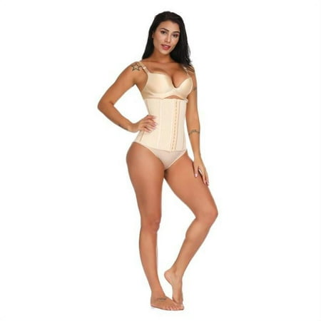 High Compression Durable Latex Underbust Sport Girdle Corset Waist Trainer Cincher Tummy Control Hourglass Workout Body Shaper  Beige - 2XL