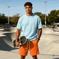 thumbnail image 6 of HKYNLAG Men's Baggy Sweat Shorts Cotton Fleece Athletic Shorts Casual Workout Gym Lounge Shorts for Mens with Pockets Orange M, 6 of 8