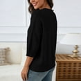 thumbnail image 5 of Women's Solid Knit Quarter Sleeve Round Neck Casual Sweater Top, 5 of 7