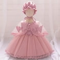 thumbnail image 2 of TEAJOPSUU Baby Girls Tulle Tutu Skirt Set Sleeveless Flower Applique Round Neck Princess Dress with Hat and Tulle Shawl 3 Piece Birthday Party Set Pink, 2 of 9